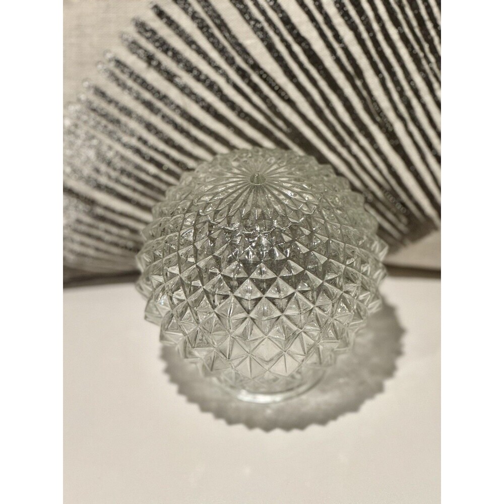 Vintage Crystal Clear Diamond Point Cut Glass 3 1/8” Fitter Light Globe Shade